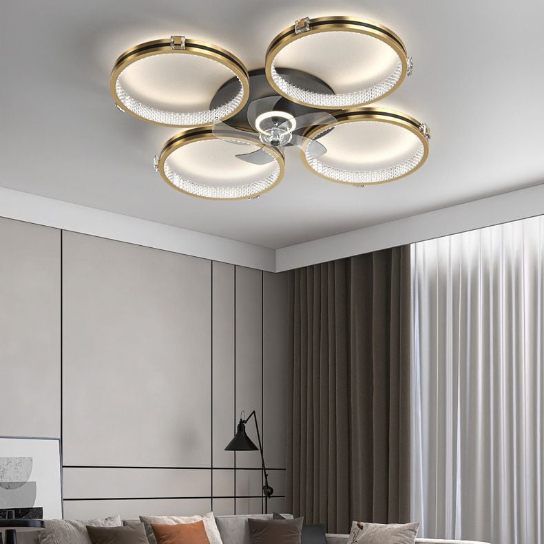 Kirsten 4-Rings 5-Blade Ceiling Fan with Light, 31"/40.5" - Lumpaz