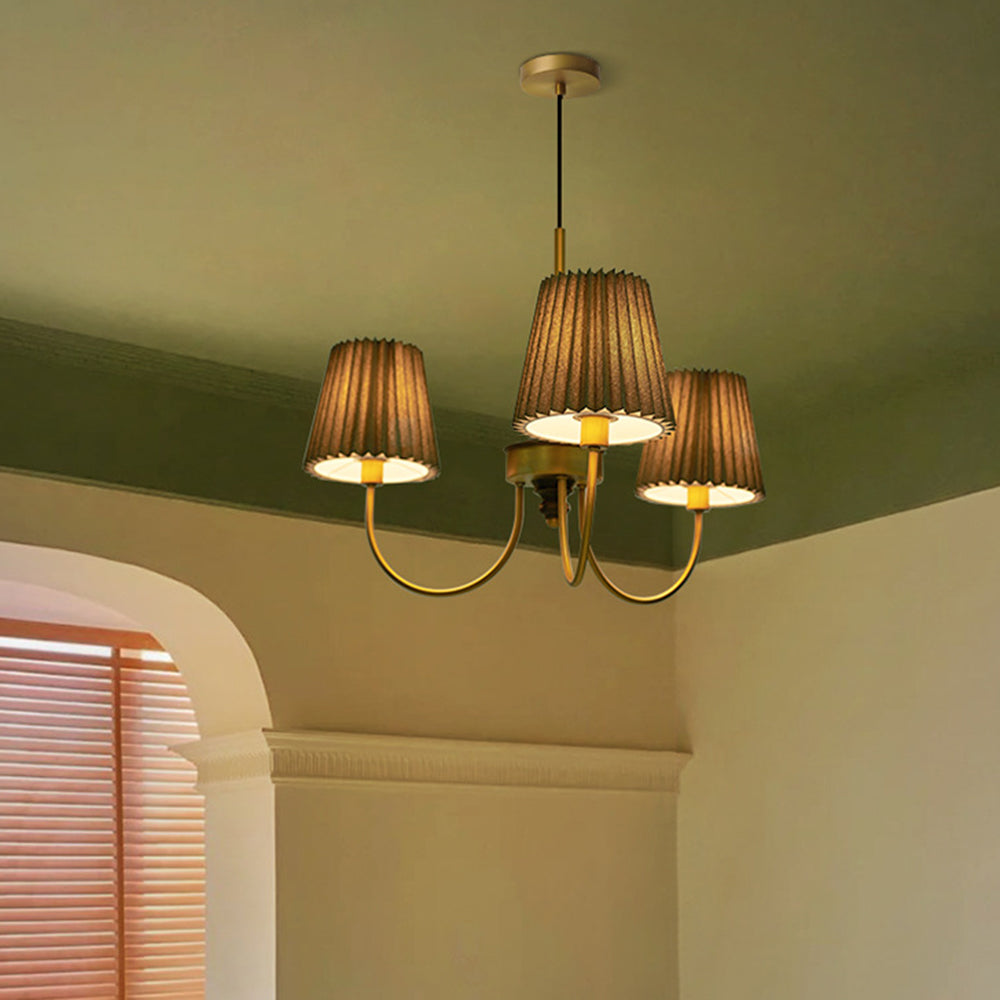 Eryn Modern Retro Metal/Fabric Chandelier, White/Green - Lumpaz