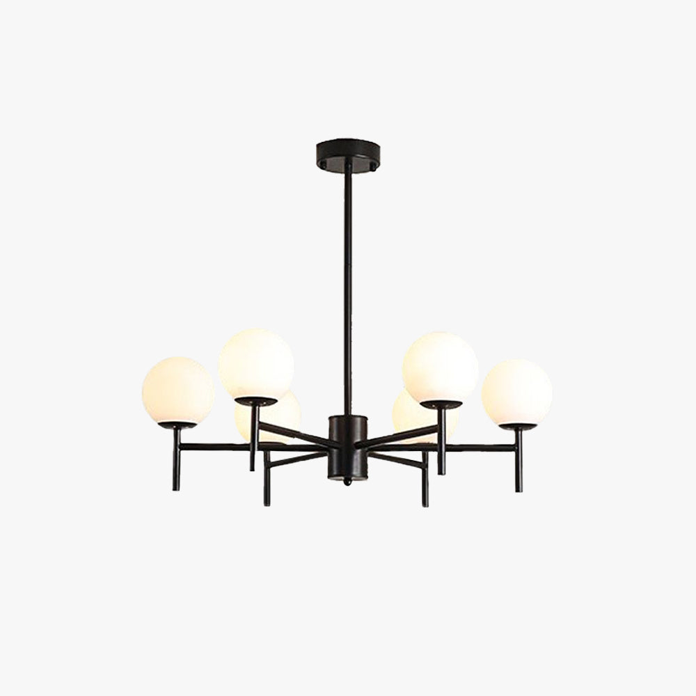 Valentina Modern Ball Glass/Metal Chandelier, Black/Gold - Lumpaz