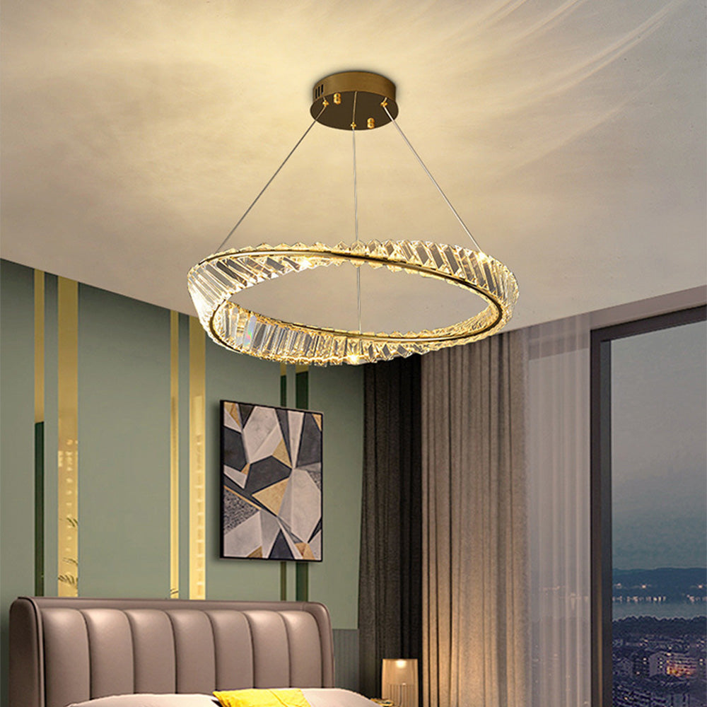 Kirsten Modern Luxury Round Metal/Glass Chandelier, Gold - Lumpaz