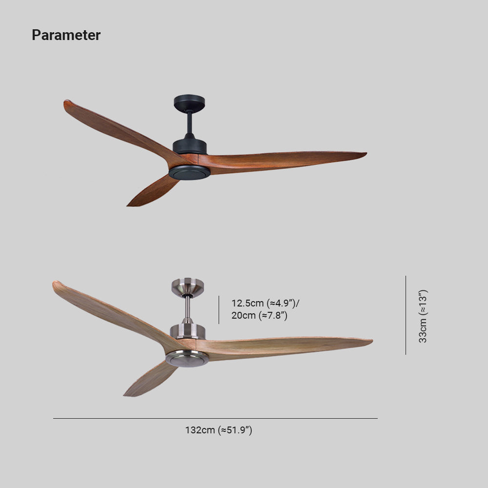 Haydn 3-Blade Black DC Ceiling Fan, Metal & Wood, Summer, 52'' - Lumpaz
