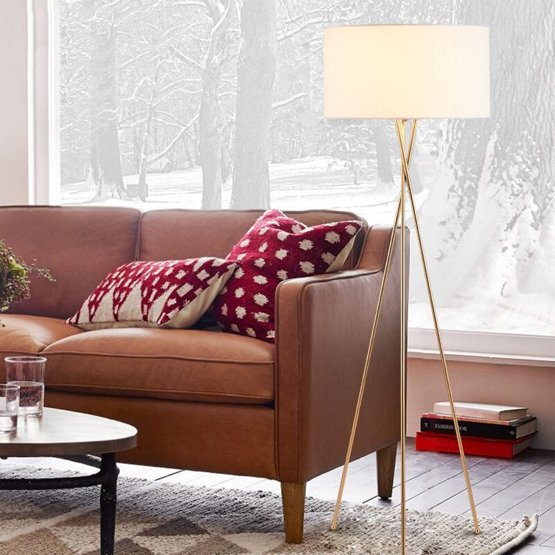 Baines Modern Tripod Floor & Table Lamp, Fabric - Lumpaz