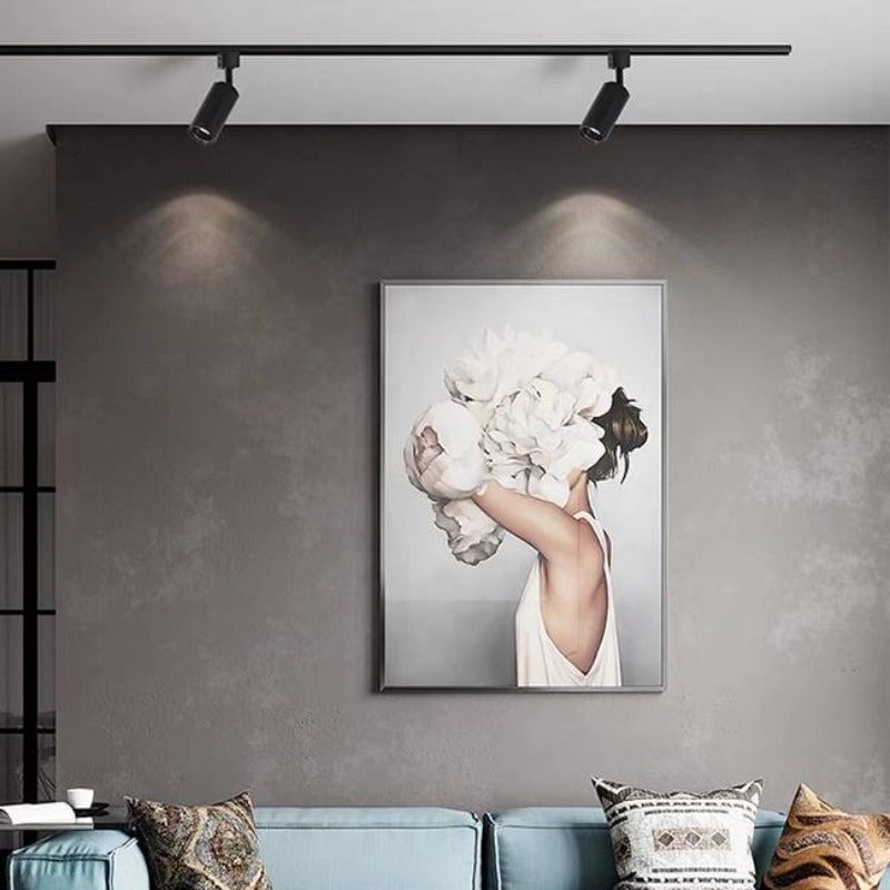 Freja Modern LED Metal Track Spotlight Black/White Living Room - Lumpaz