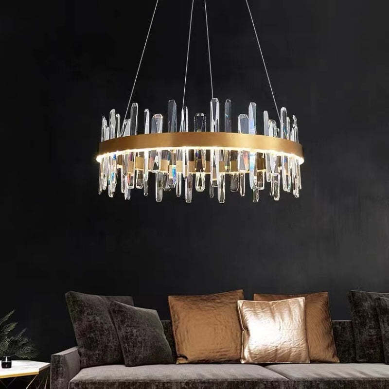 Marylin Modern Crystal Ring Chandelier, Stainless Steel & Crystal - Lumpaz