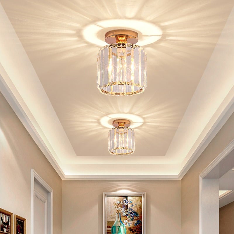 Herbert Modern Metal/Crystal Flush Mount Ceiling Light, 3 Colors - Lumpaz