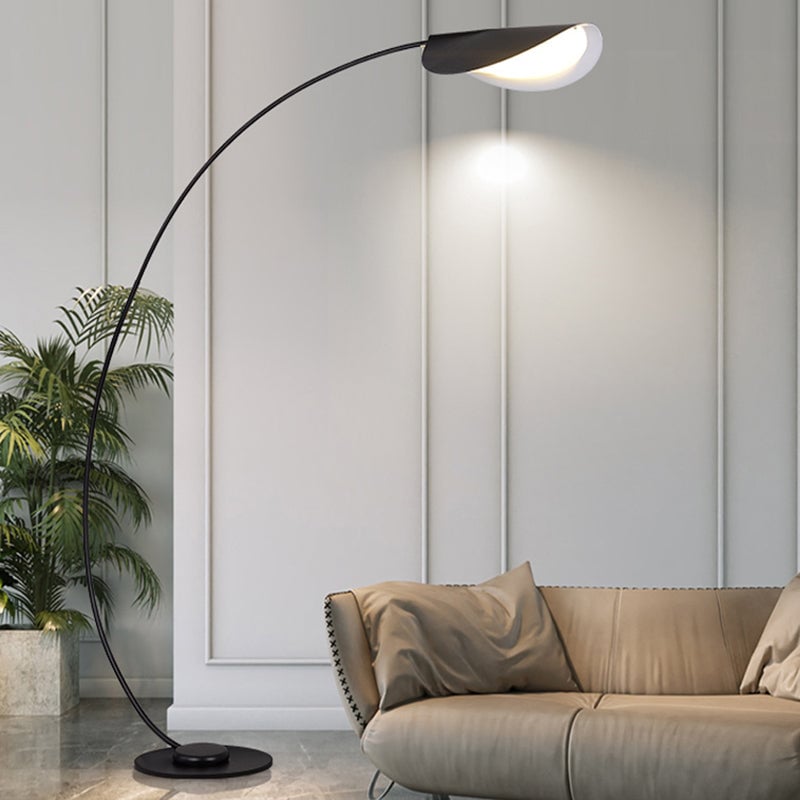 Edge Modern Arch Metal Floor Lamp, Black Bedroom/Living Room - Lumpaz