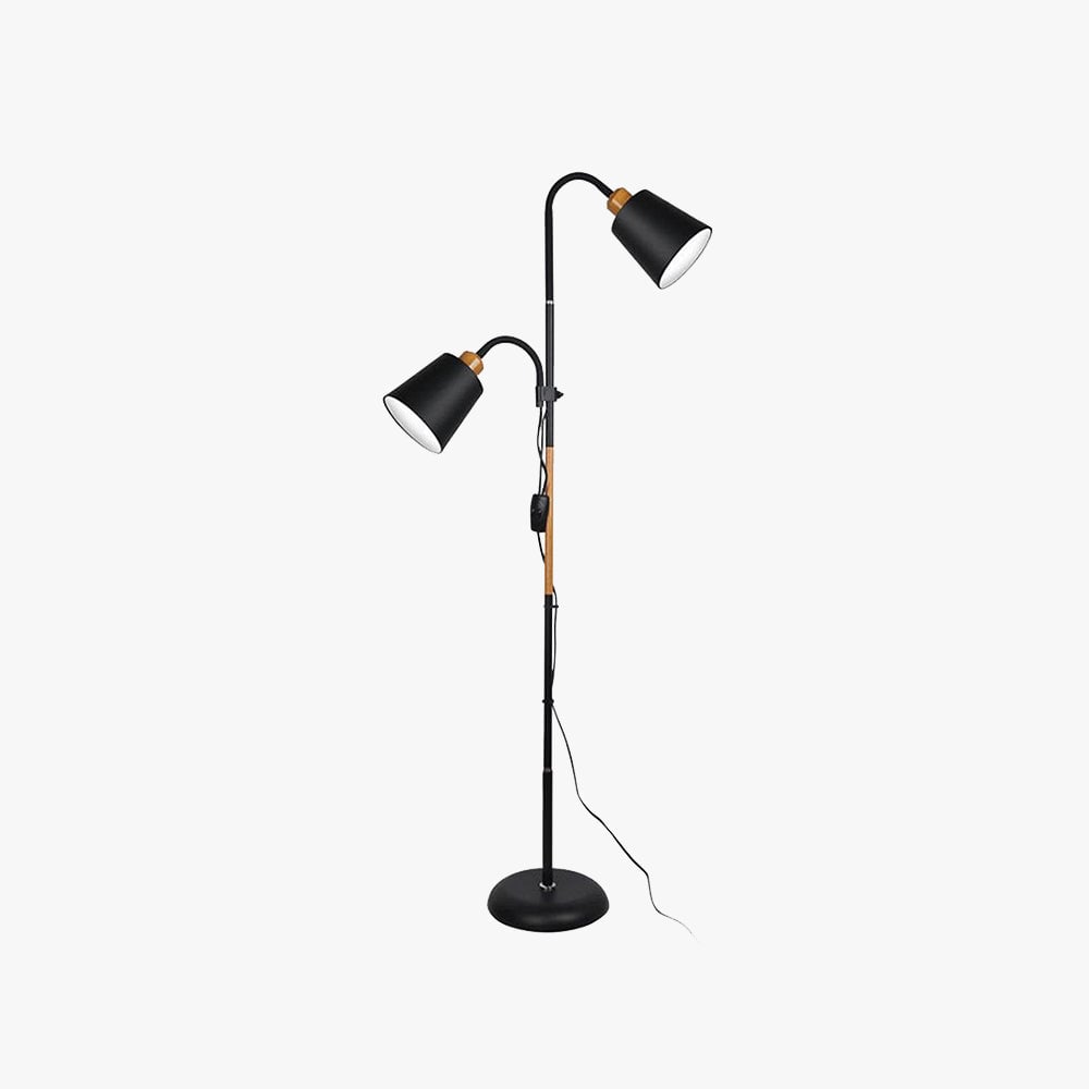Eryn Floor Lamp Double Head Modern, Metal,Black/White, Bedroom - Lumpaz