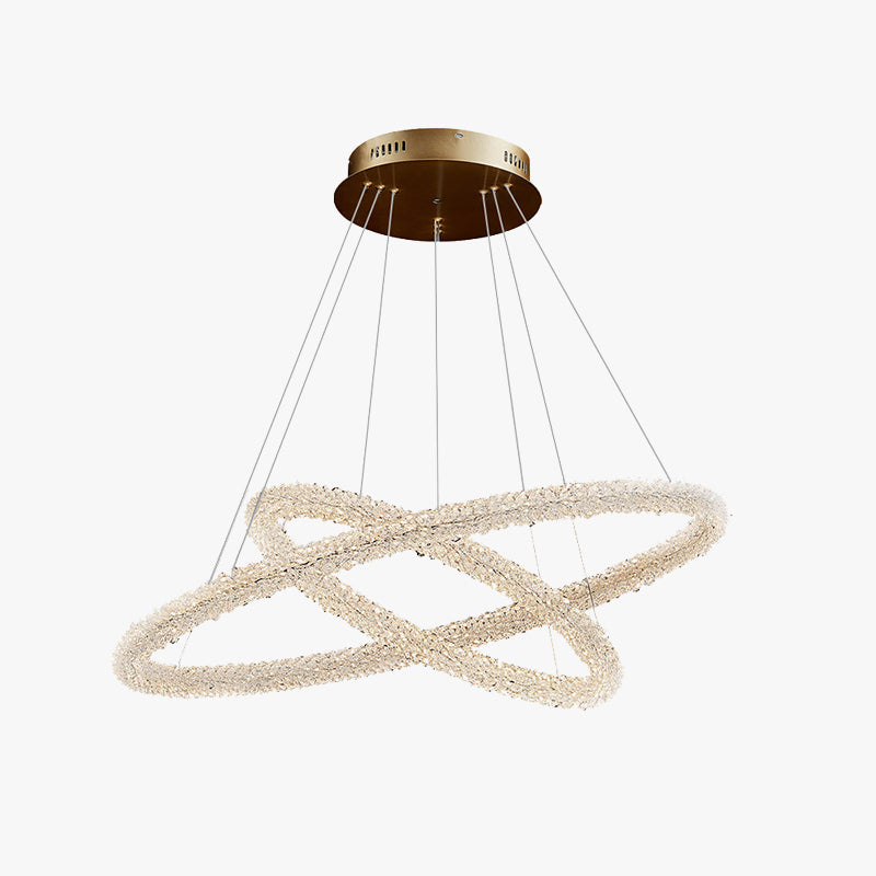 Kristy Art Deco Chandelier, Metal & Crystal, 1/2/3 Ring - Lumpaz