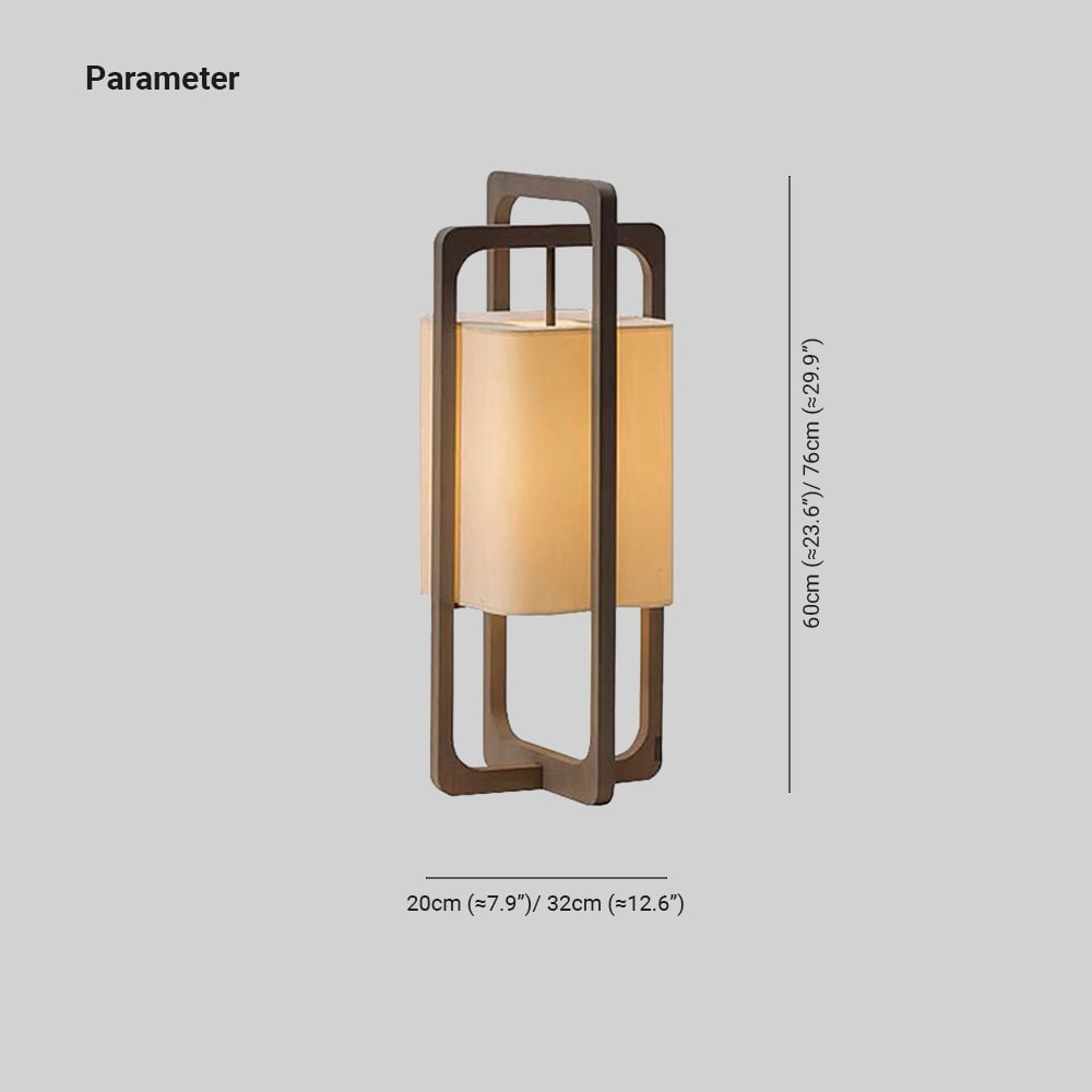 Ozawa Retro Rectangular Wood Fabric Floor Lamp - Lumpaz