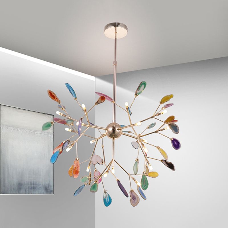 Javon Artistic Leaf Agate Pendant Light Blue/Green/Colorful Dining Room - Lumpaz