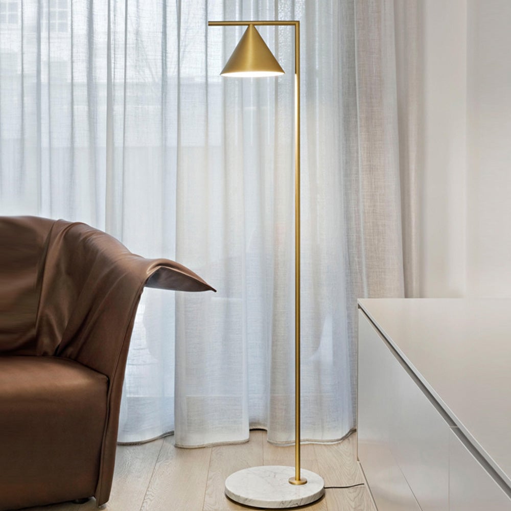 Carins Modern Geometric Marble Base Floor Lamp, Black/Gold - Lumpaz