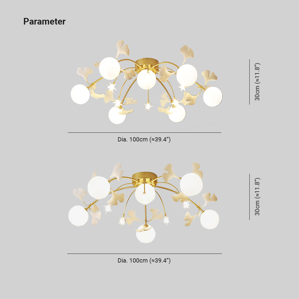 Olivia Nordic Multi Globe Metal/Ceramic Flush Mount Ceiling Light, White/Gold - Lumpaz
