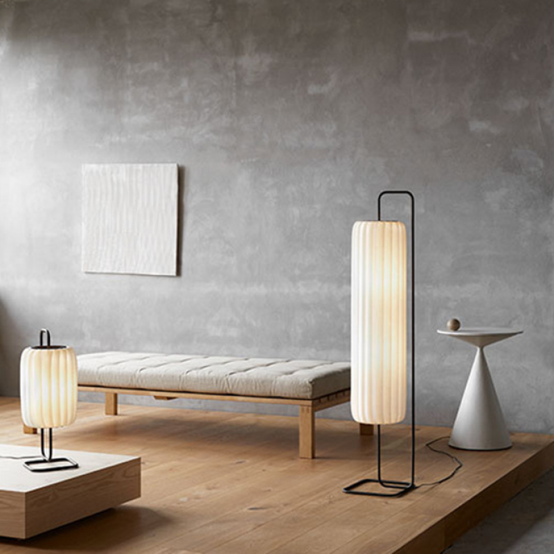 Renée Minimalist Column Fabric Metal Floor Lamp, Bedroom - Lumpaz