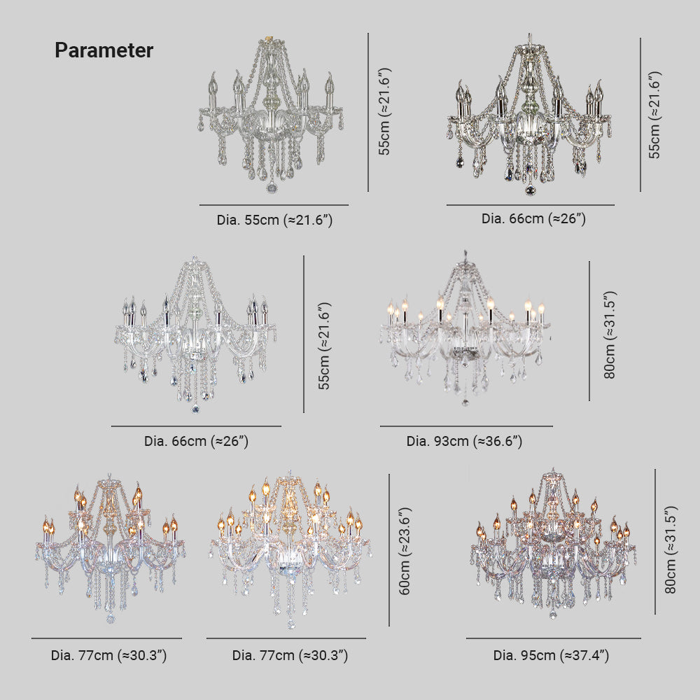 Silva Luxury Candlestick Crystal Chandelier, Clear - Lumpaz