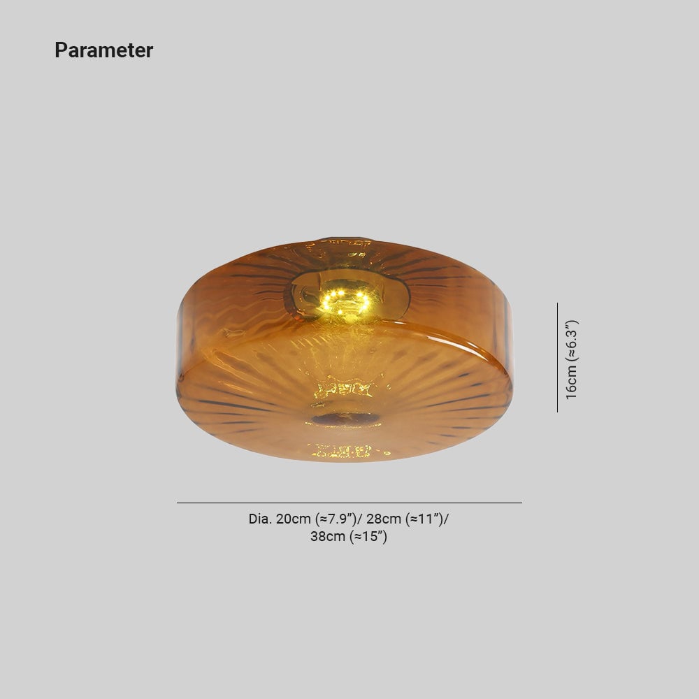 Hailie Modern Round Flush Mount Ceiling Light Brown Metal/Glass Kitchen/Living Room - Lumpaz