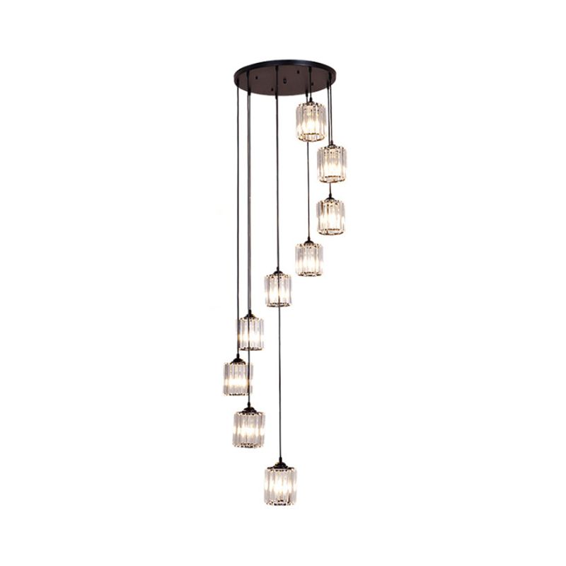 Kristy Modern Minimalist Metal/Glass Chandelier Black Living Room - Lumpaz
