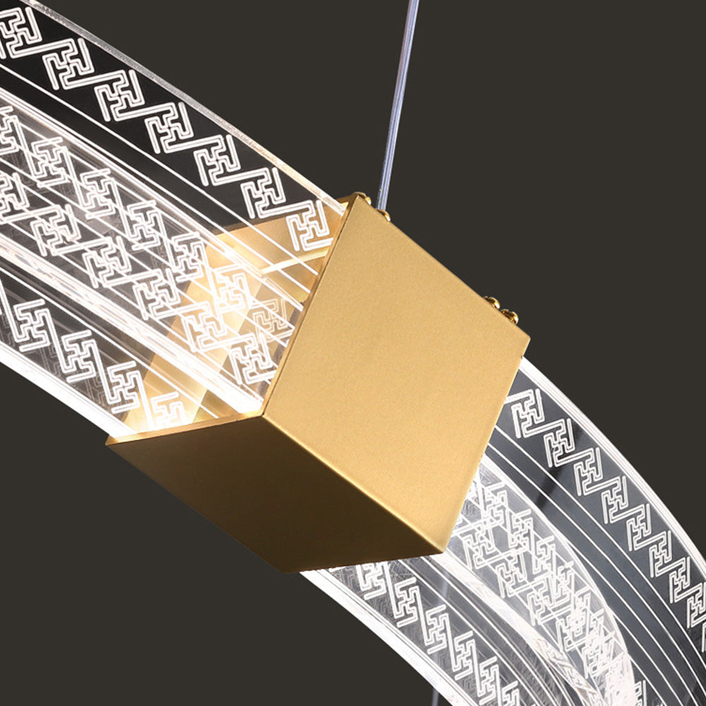 Evette Modern Round/Oval Acrylic/Metal Pendant Light, Gold - Lumpaz