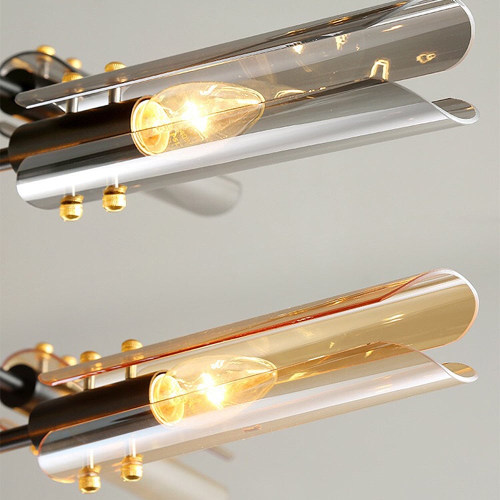 Sanna Modern Metal/Glass Semi-Flush Mount Ceiling Light, Gray/Amber - Lumpaz