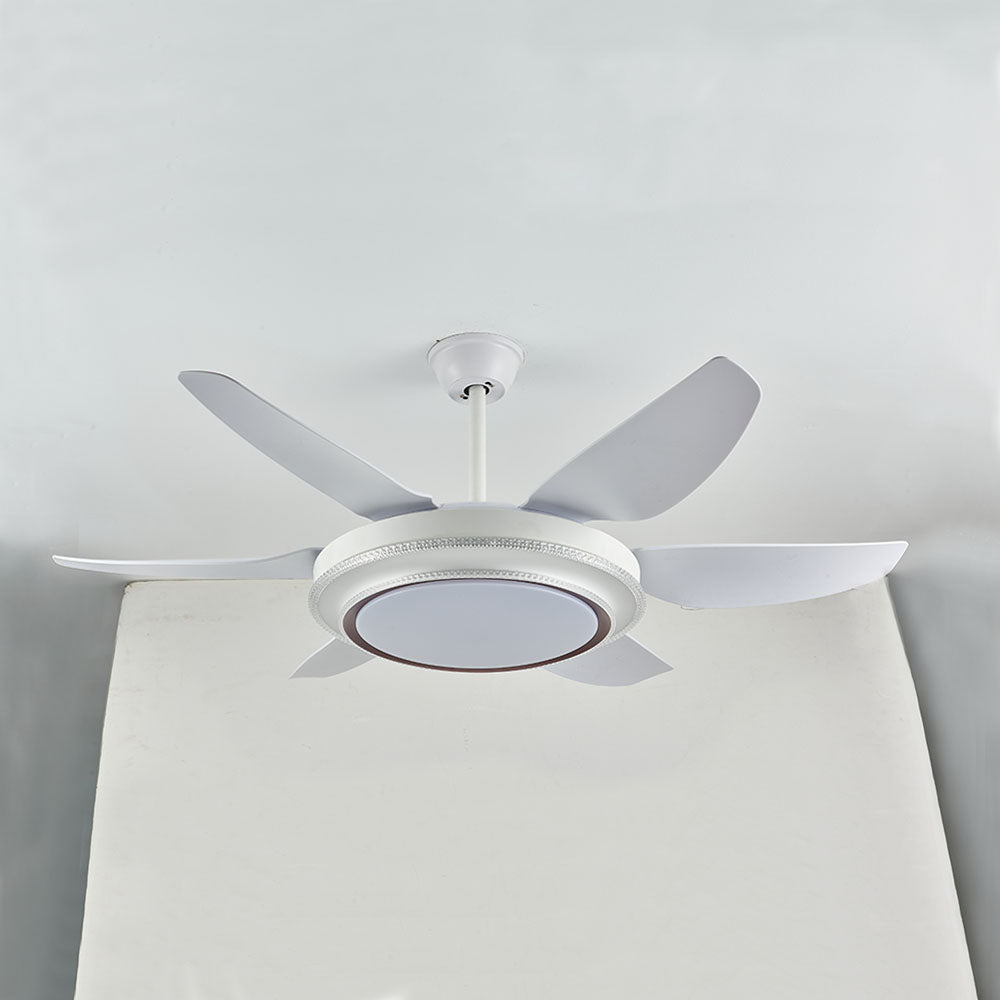 Haydn 6-Blade  Modern Basic  DC Ceiling Fan with Light, White, 51'' - Lumpaz