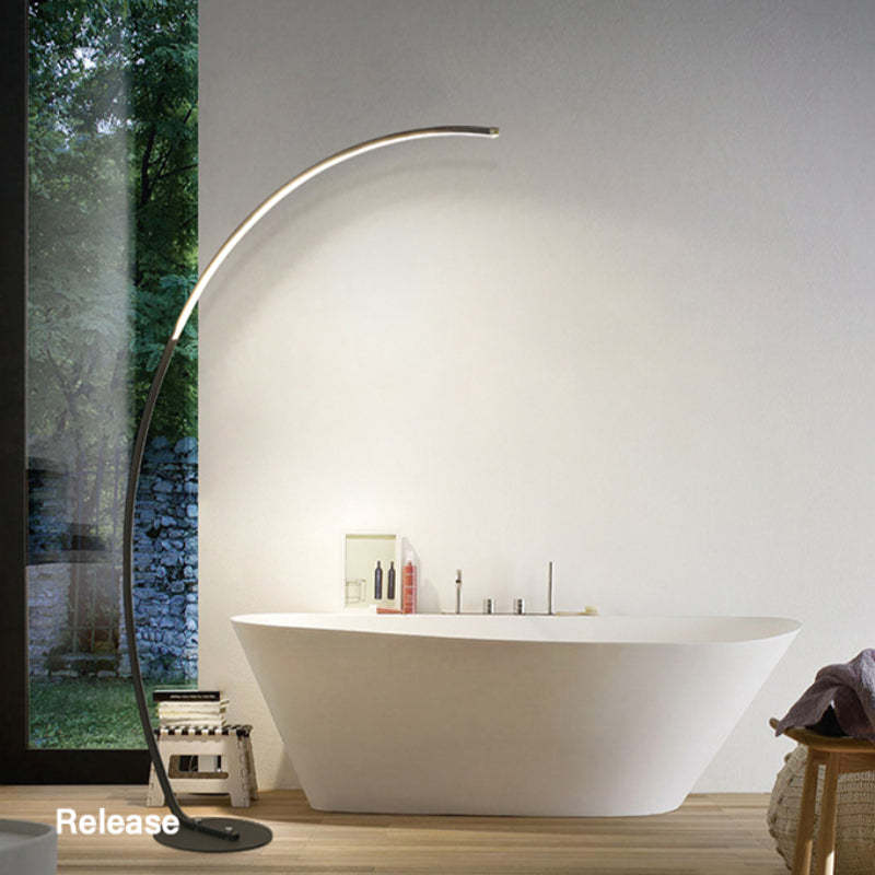 Edge Modern Arc LED Floor Lamp, Black/White, Metal/Silicon - Lumpaz