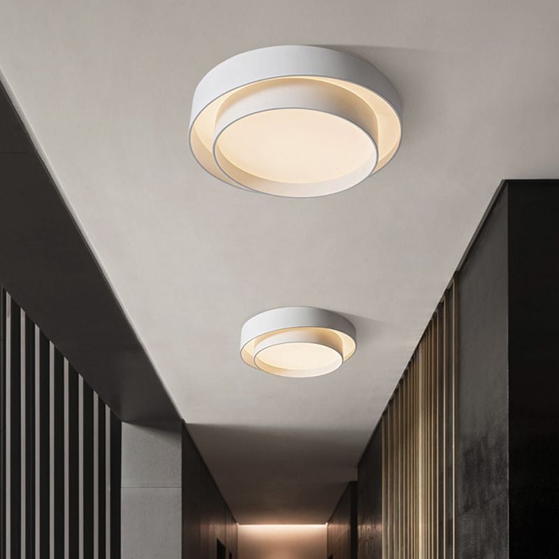 Quinn Nordic Art Deco White Circular Flush Mount Ceiling Light - Lumpaz