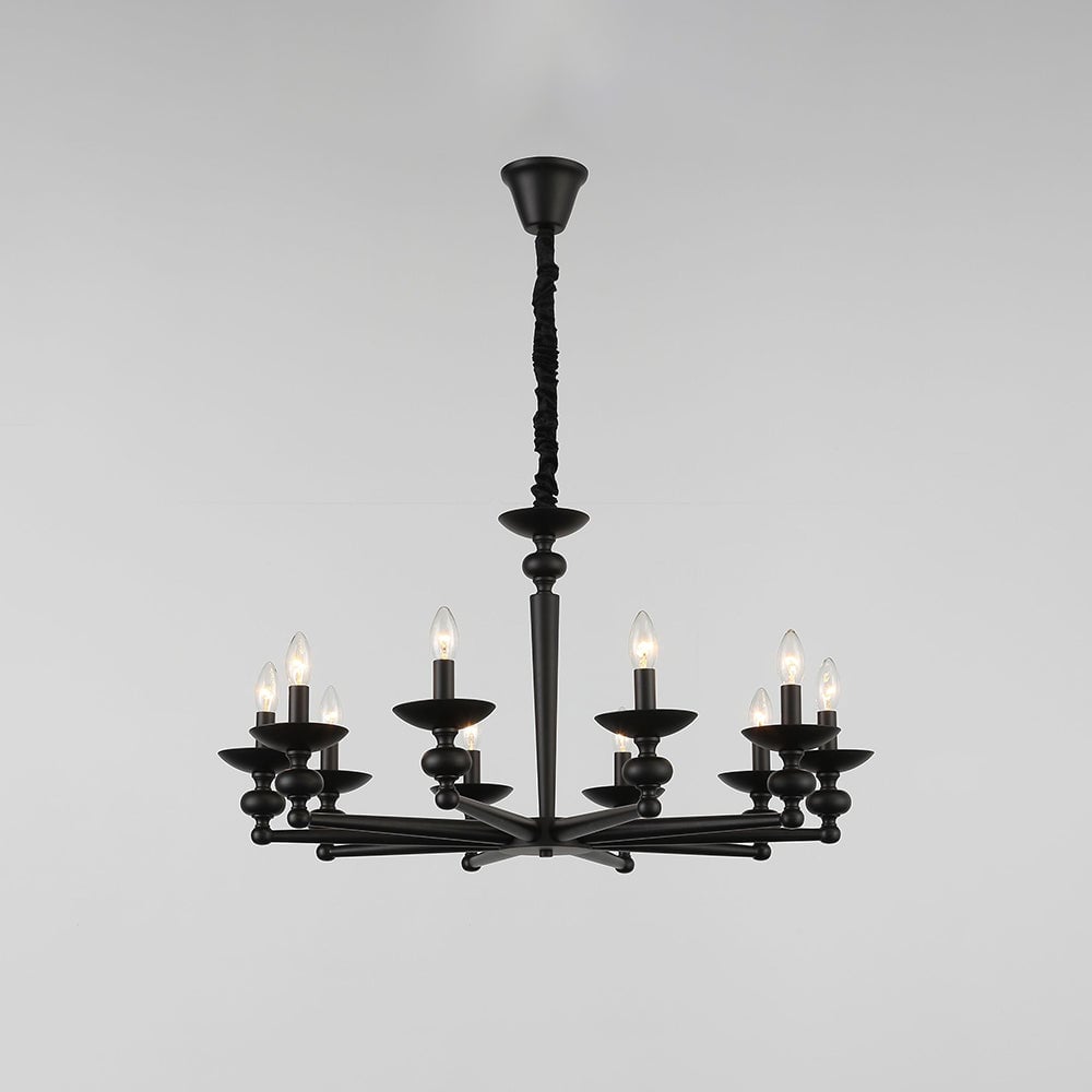 Alessio Retro Candle Wall Lamp/Black Chandelier for Living Room, Dining Room - Lumpaz