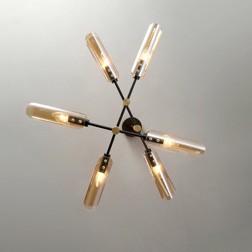 Sanna Modern Metal/Glass Semi-Flush Mount Ceiling Light, Gray/Amber - Lumpaz