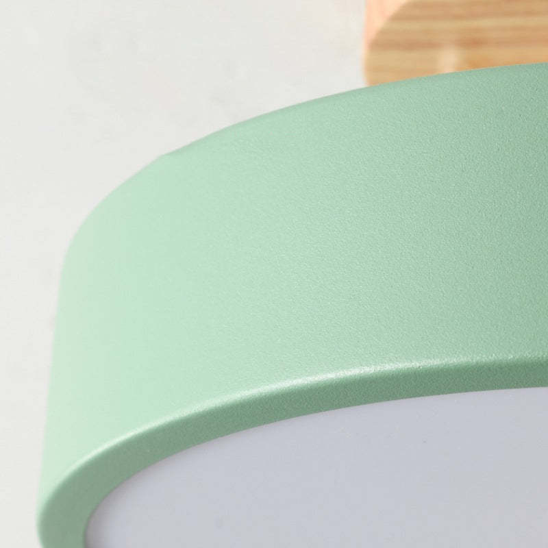 Quinn Round LED Flush Mount Ceiling Light Modern Wood/Acrylic - Lumpaz