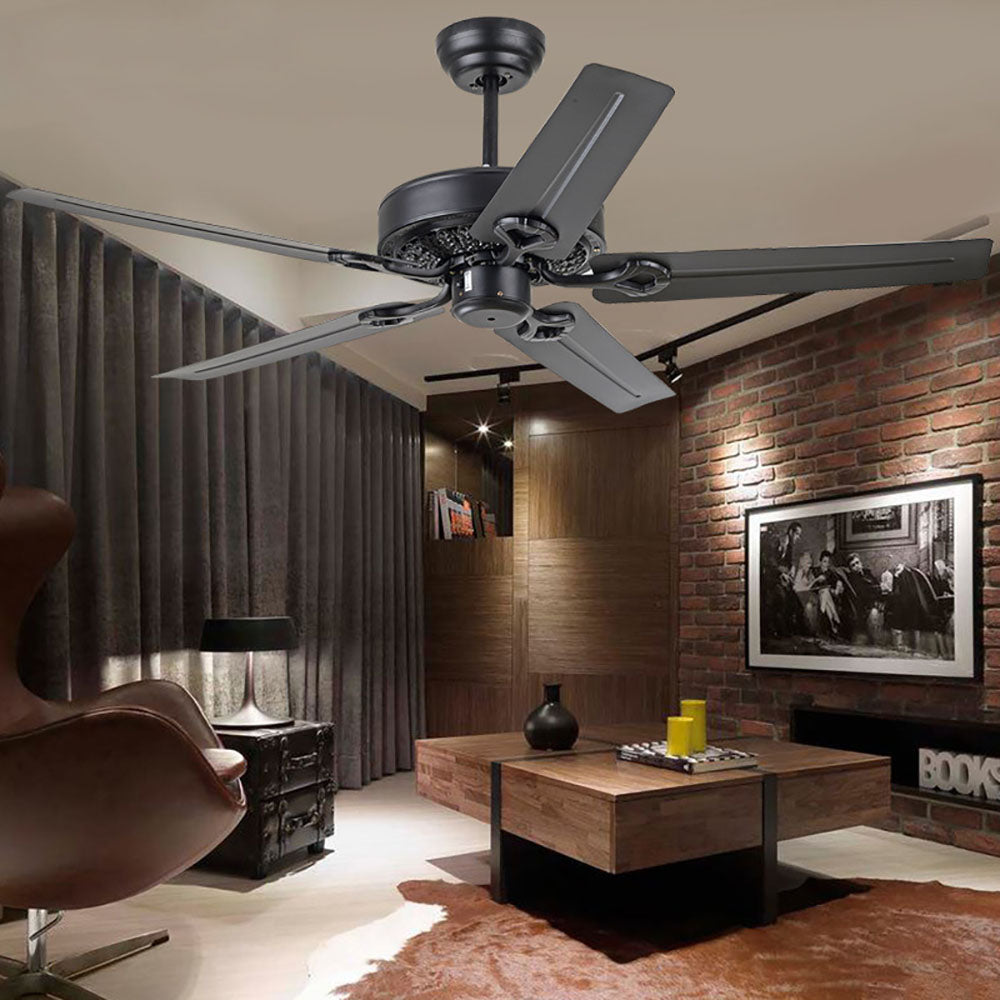Alessio 5-Blade Industrial  DC Ceiling Fan, Black, Summer, 51'' - Lumpaz