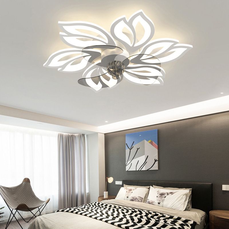 Hana Modern Flower Ceiling Fan with Light, 3 Color, L 25.5"/27"/31"/35.5" - Lumpaz