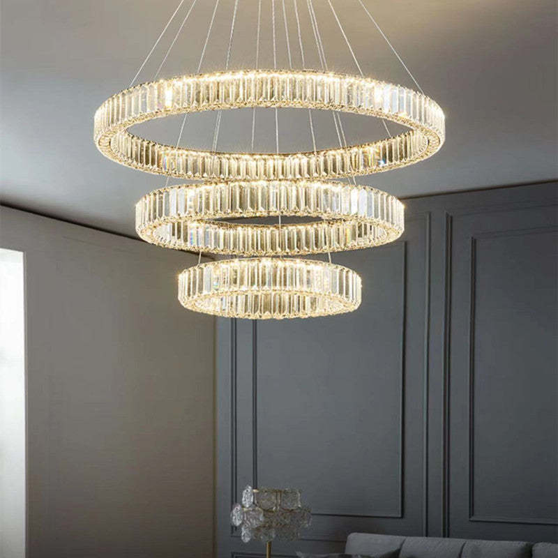 Marilyn Modern Luxury Crystal Gold Chandelier, Tri-Circle - Lumpaz