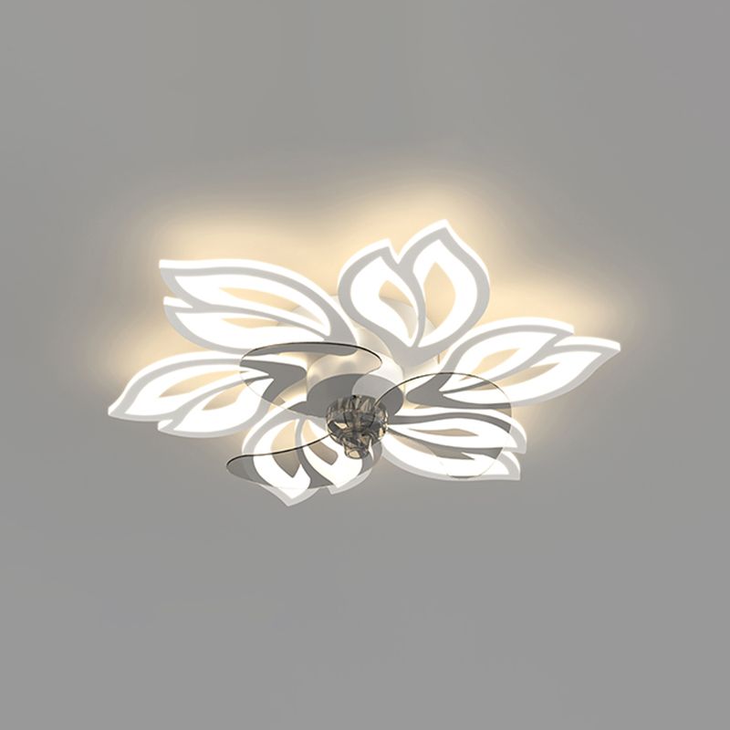 Hana Modern Flower Ceiling Fan with Light, 3 Color, L 25.5"/27"/31"/35.5" - Lumpaz