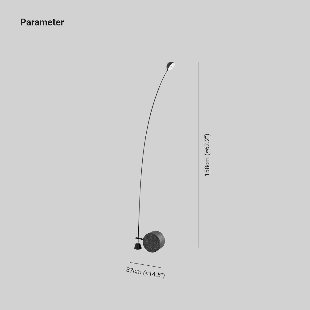 Salgado Nordic Gray Arc LED Floor Lamp, Marble & Metal - Lumpaz