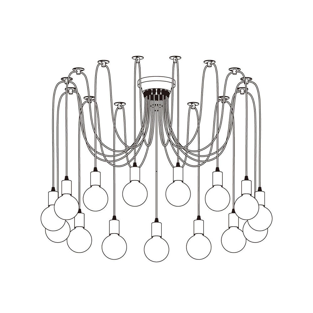 Alessio Retro Country LED Spider Chandelier, Black/White - Lumpaz