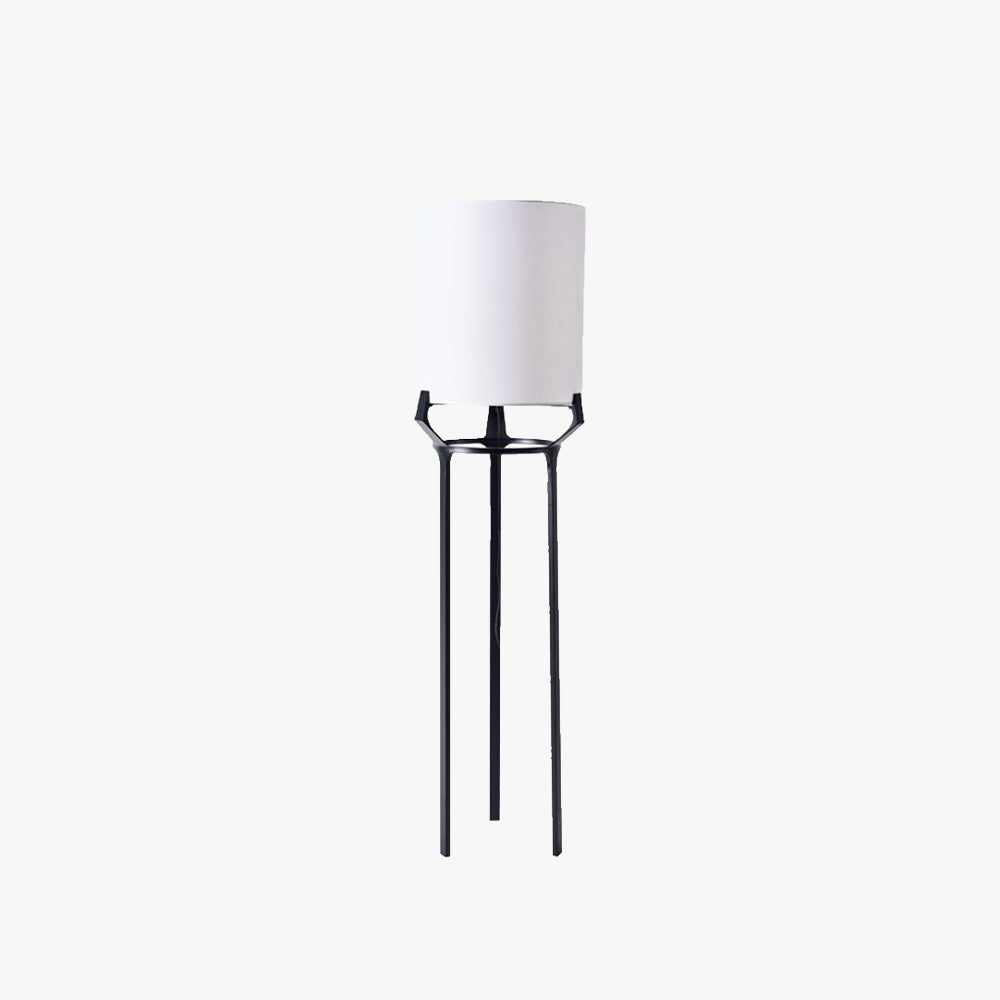 Eryn Contemporary Tripod Metal Fabric Floor Lamp, White - Lumpaz