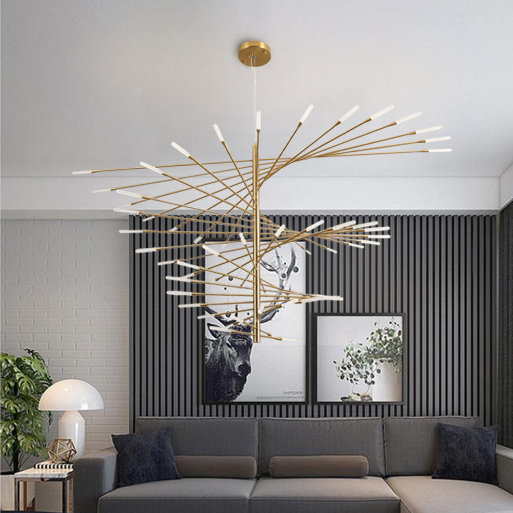 Lowry Modern Chandelier Black/Gold Metal/Acrylic Living Room - Lumpaz