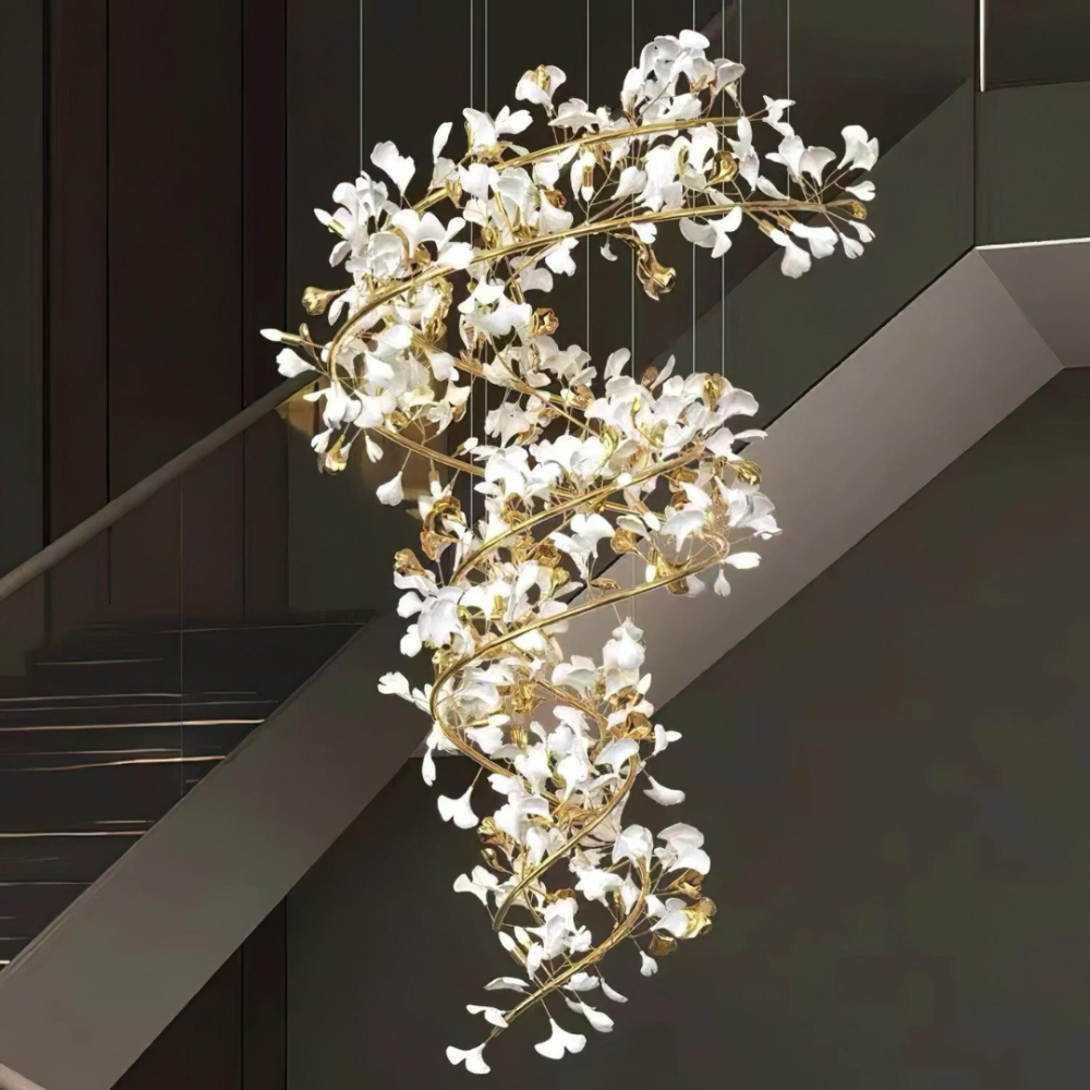 Olivia Modern Leaf Chandelier Metal/Ceramic Bedroom/Living Room - Lumpaz