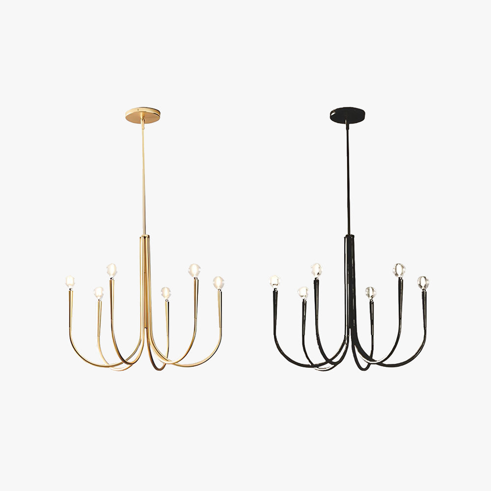 Hailie Modern Minimalist Chandelier Dinning Room, Black/Gold - Lumpaz