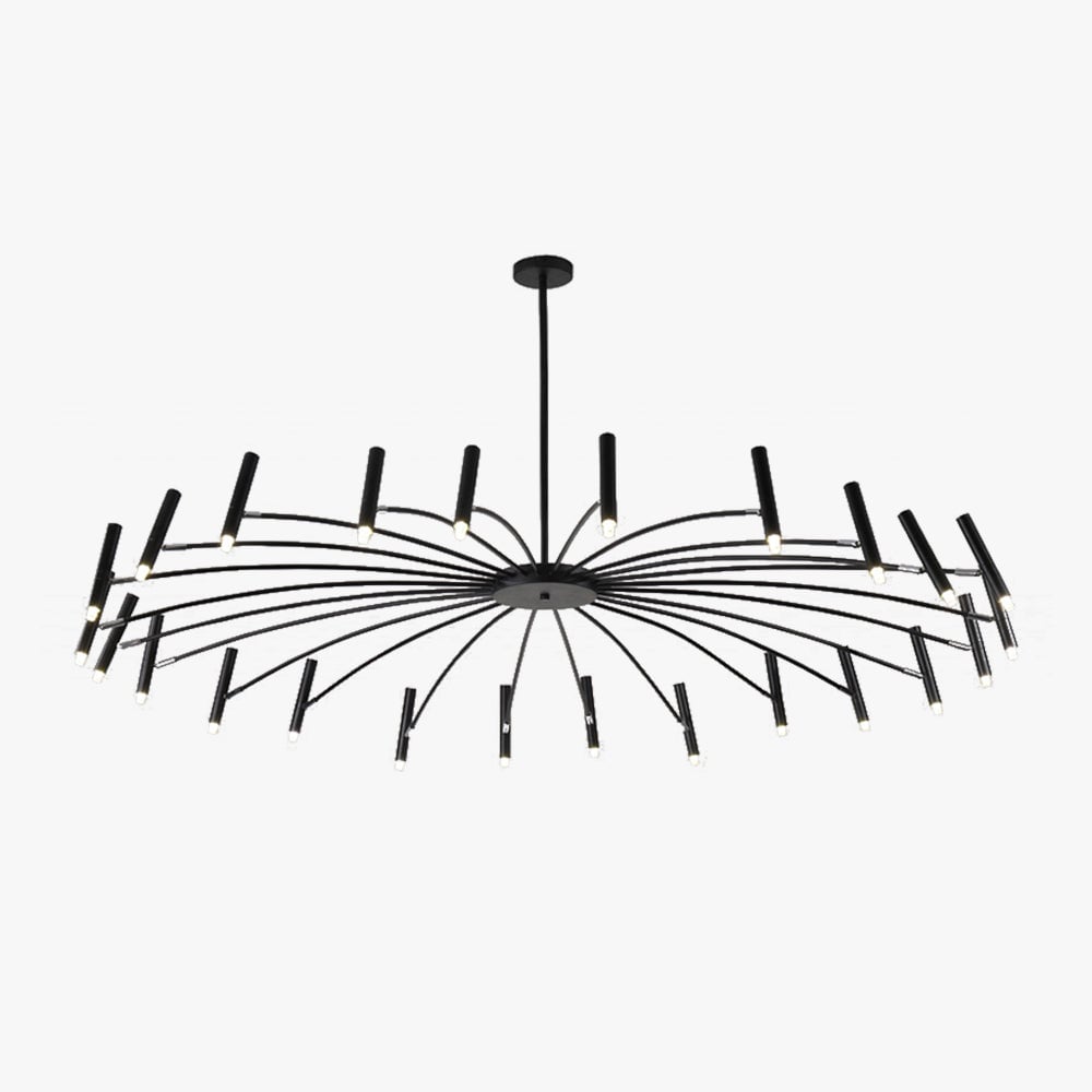 Evette Modern Blown Linear Metal Chandelier, White/Black - Lumpaz