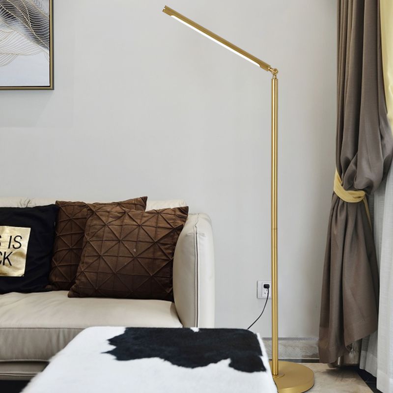 Edge Modern Linear Metal Acrylic Floor Lamp,Gold - Lumpaz