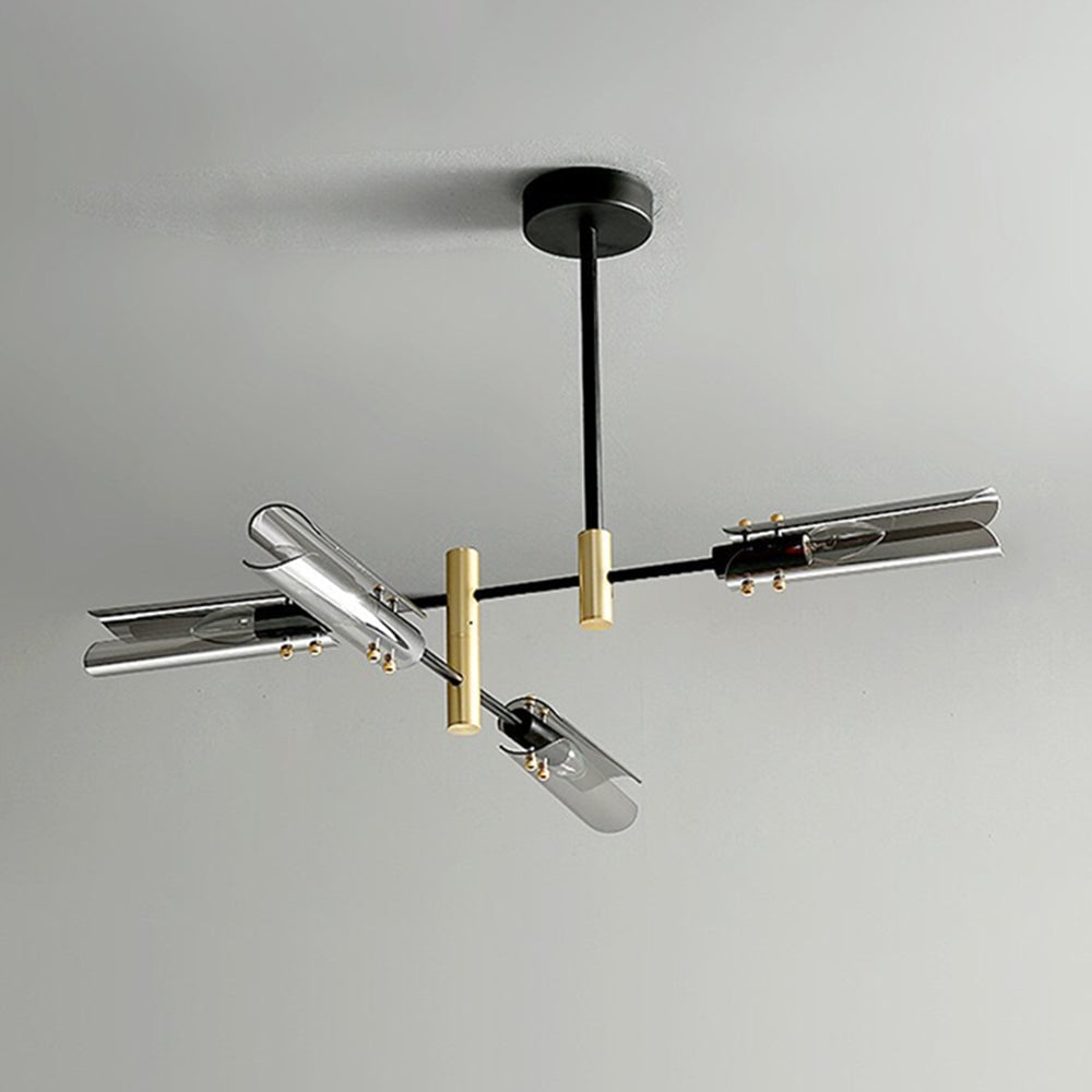 Sanna Modern Metal/Glass Semi-Flush Mount Ceiling Light, Gray/Amber - Lumpaz