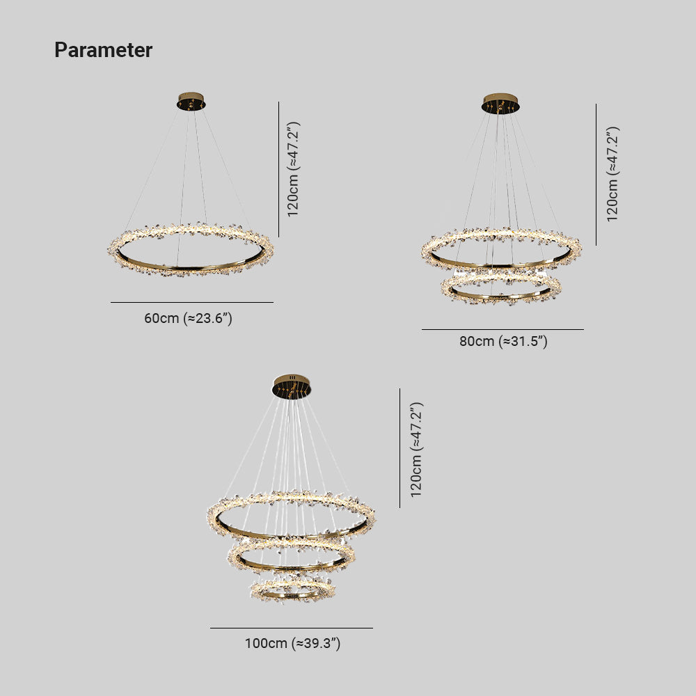 Kristy Pendant Light Ring Luxury, Crystal/Metal, Gold, Bedroom - Lumpaz