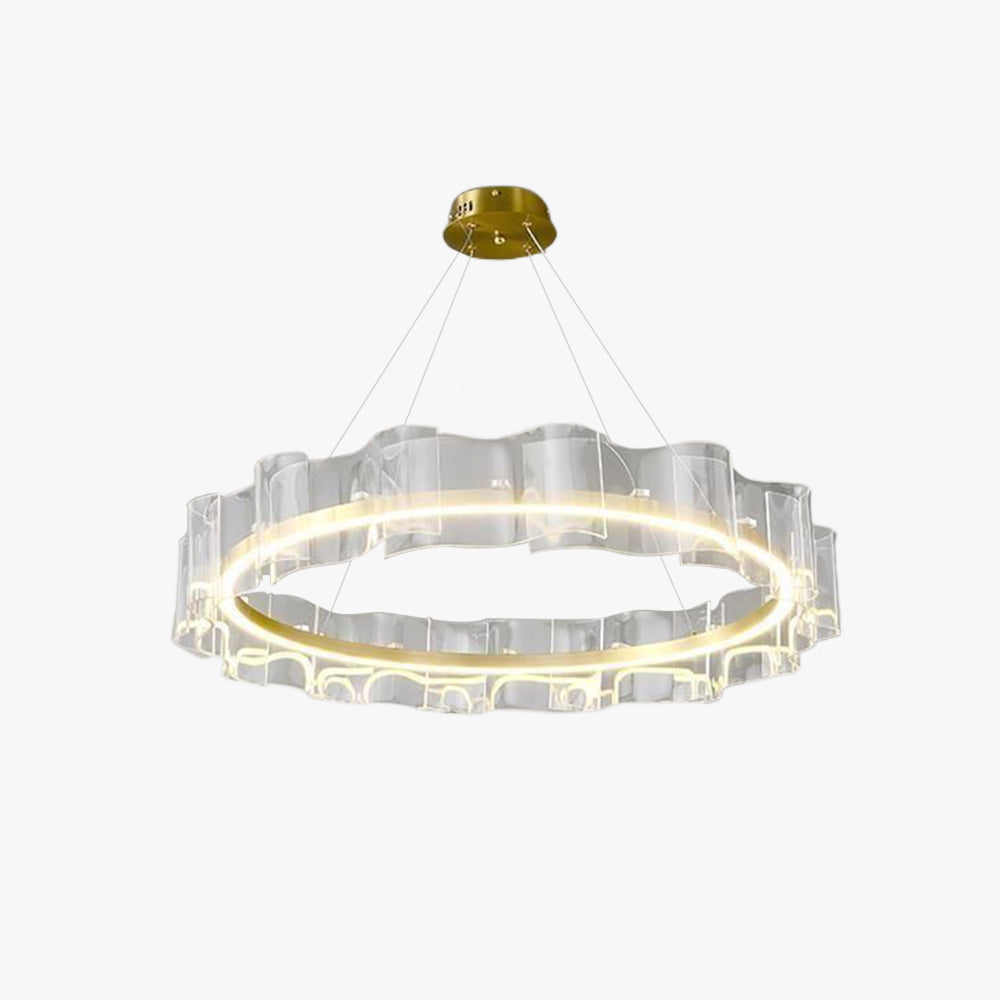 Evette Creative Ring Metal/Arcylic Pendant Light, Gold - Lumpaz