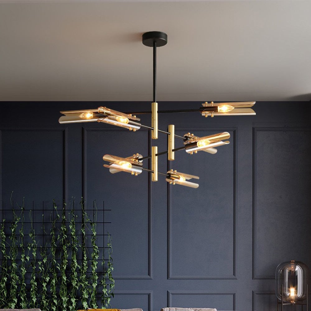 Sanna Modern Metal/Glass Semi-Flush Mount Ceiling Light, Gray/Amber - Lumpaz