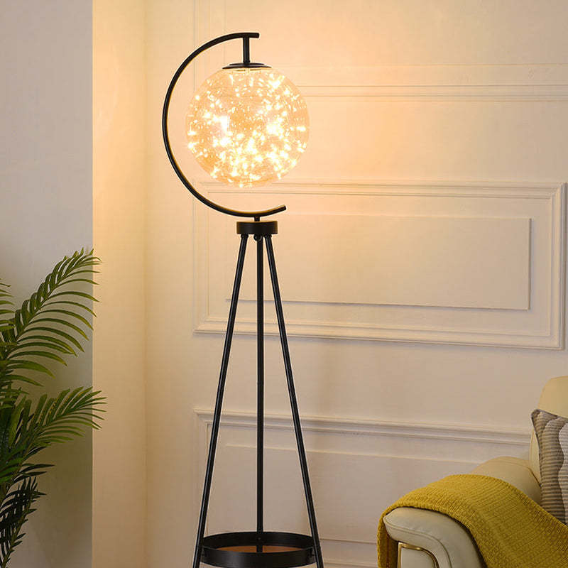 Kady Modern Starry Globe Glass Floor Lamp, Gold - Lumpaz