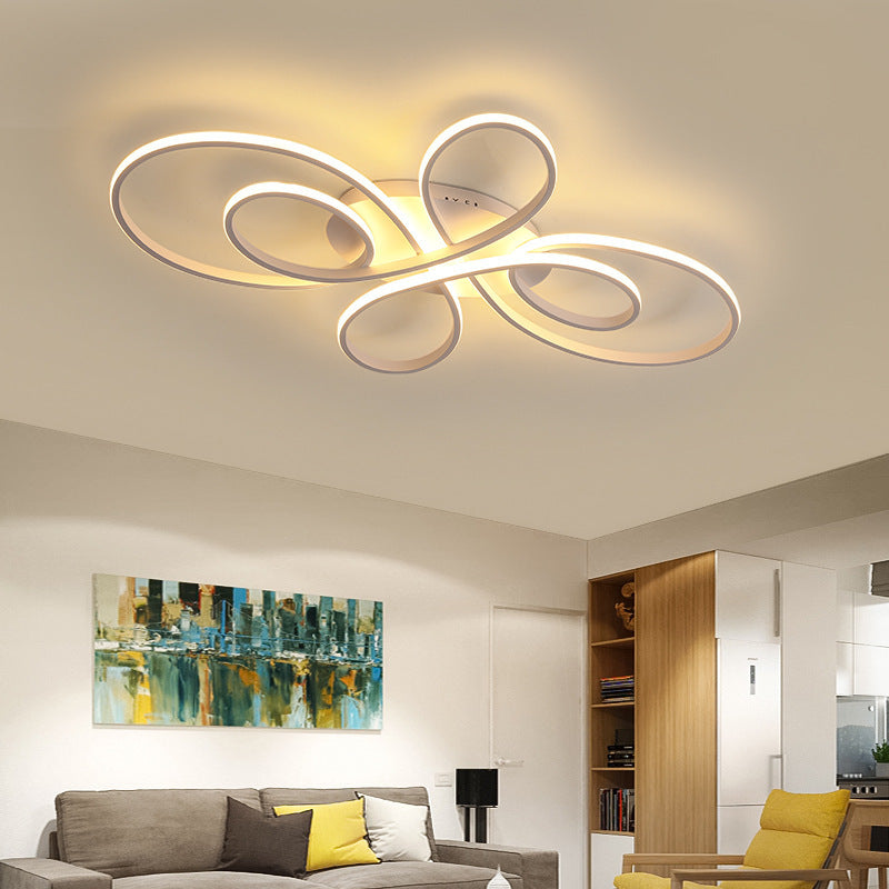 Lacey Modern LED Multi Rings Flush Mount Ceiling Light Brown/White - Lumpaz