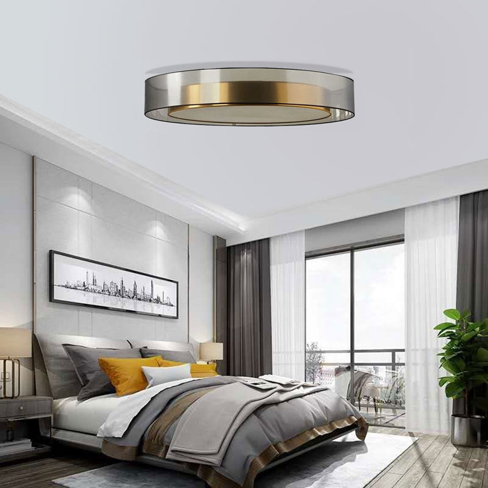 Quinn Nordic Modern Round LED Flush Mount Ceiling Light, Gold - Lumpaz