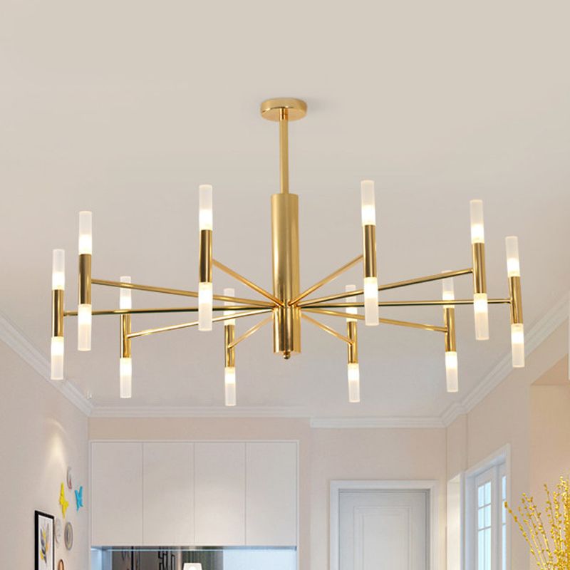 Marilyn Modern Cylindrical Metal Chandelier, Gold - Lumpaz