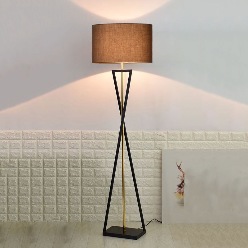 Eryn Retro Cylinder Tripod Metal  Fabric Multi Color Floor Lamp - Lumpaz