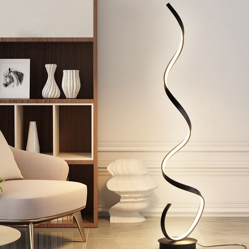 Modern Steamline Minimalist linear Floor Lamp, White/Black - Lumpaz